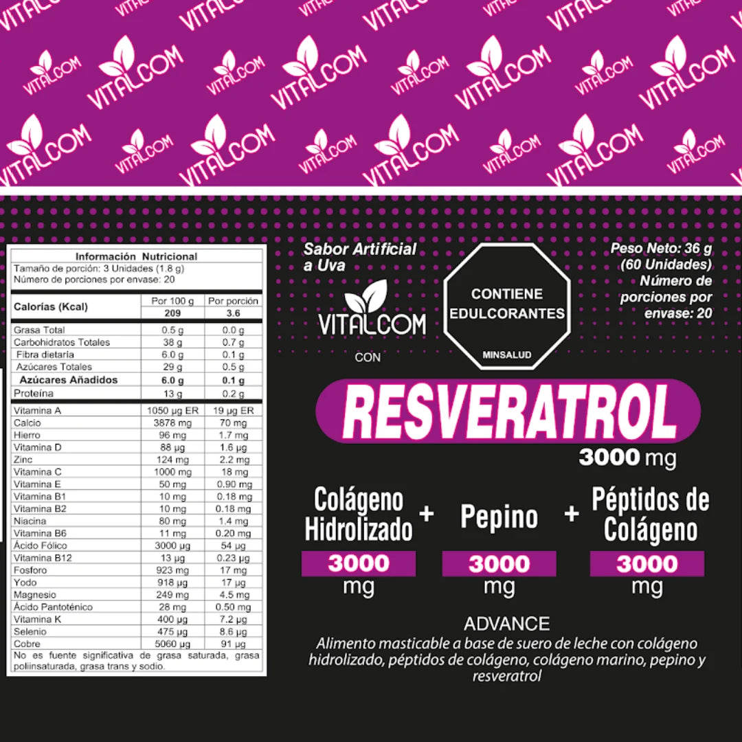 RESVERATROL Logra una piel más firme con menos arrugas | Un cabello y uñas más fuerte y resistentes