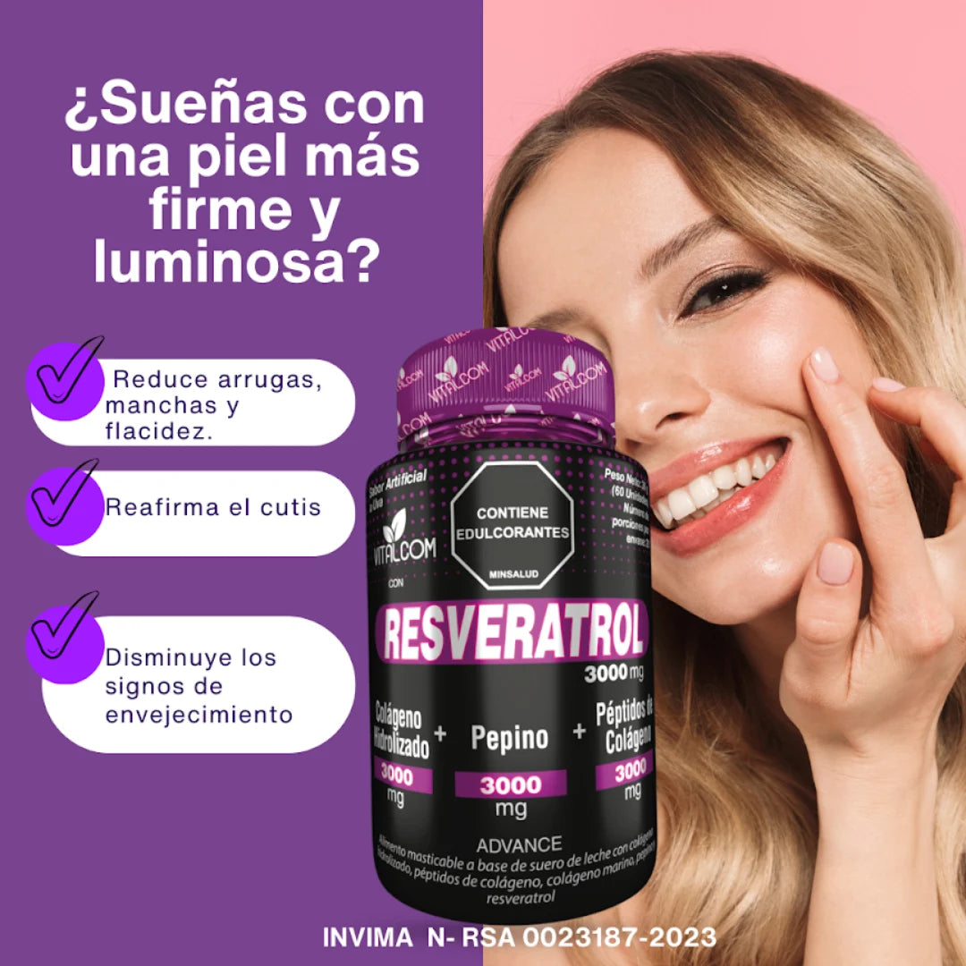 RESVERATROL Logra una piel más firme con menos arrugas | Un cabello y uñas más fuerte y resistentes