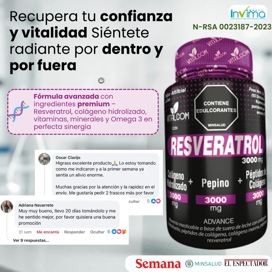 RESVERATROL Logra una piel más firme con menos arrugas | Un cabello y uñas más fuerte y resistentes