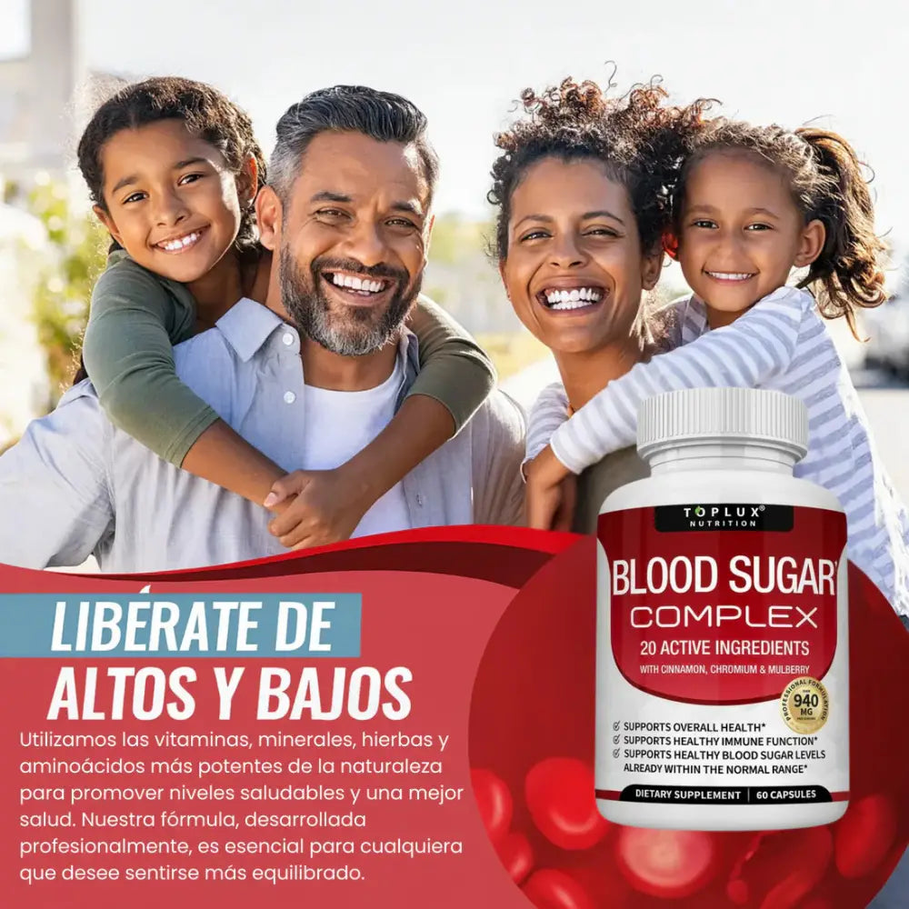 BLOOD SUGAR COMPLEX | "Apoyo Natural Para Niveles saludables de azúcar  y energía estable""