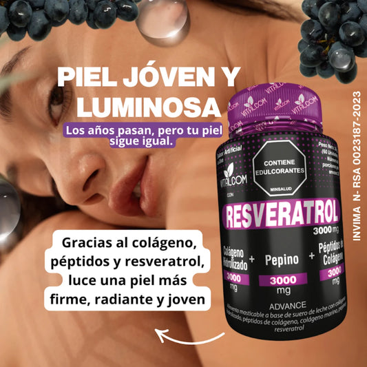 RESVERATROL Logra una piel más firme con menos arrugas | Un cabello y uñas  más fuerte y resistentes