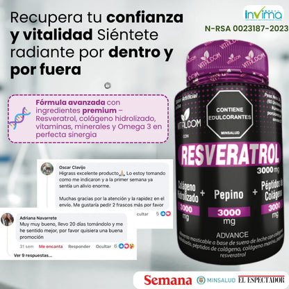 RESVERATROL Logra una piel más firme con menos arrugas | Un cabello y uñas  más fuerte y resistentes