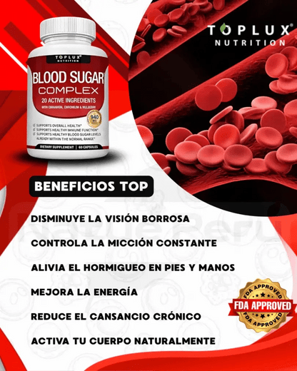 BLOOD SUGAR COMPLEX | "Apoyo Natural Para Niveles saludables de azúcar  y energía estable""