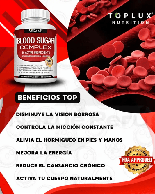 BLOOD SUGAR COMPLEX | "Apoyo Natural Para Niveles saludables de azúcar  y energía estable""